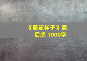 《骆驼祥子》读后感 1000字